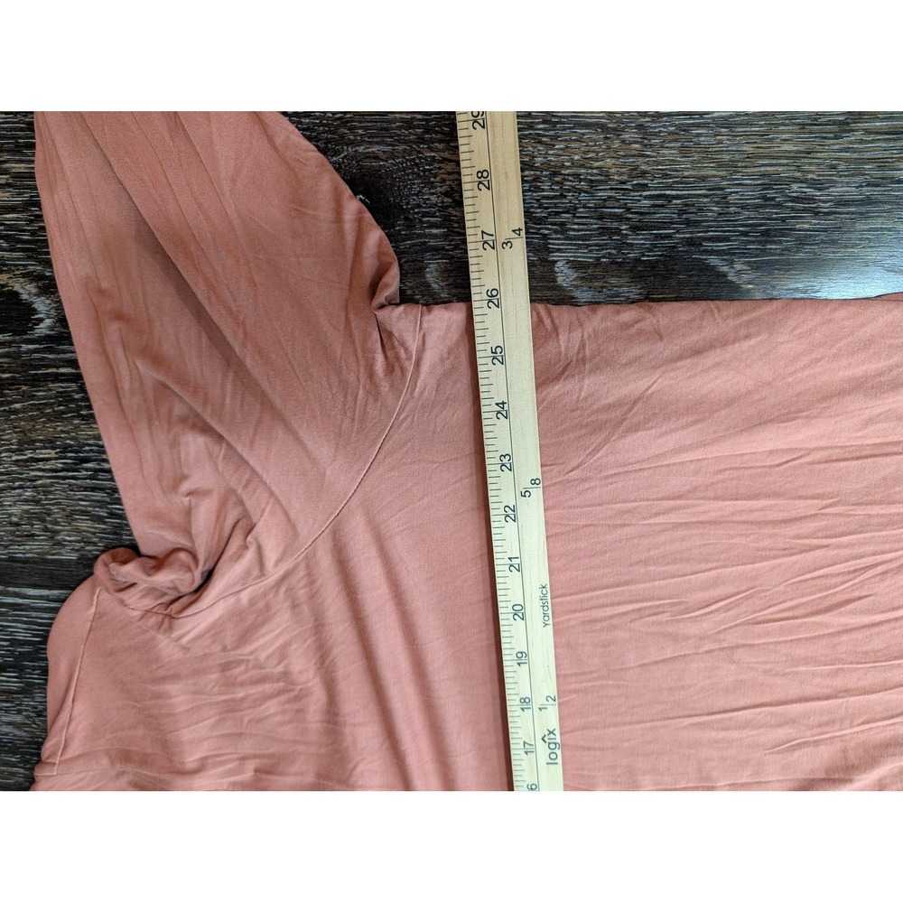 LOGO Lori Goldstein Shirt Womens‎ 2X Orange V Neck Ruffle Hem Tunic Top Sheer - Picture 8 of 9